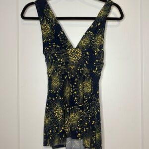 Navy and Yellow Floral Tank Top
